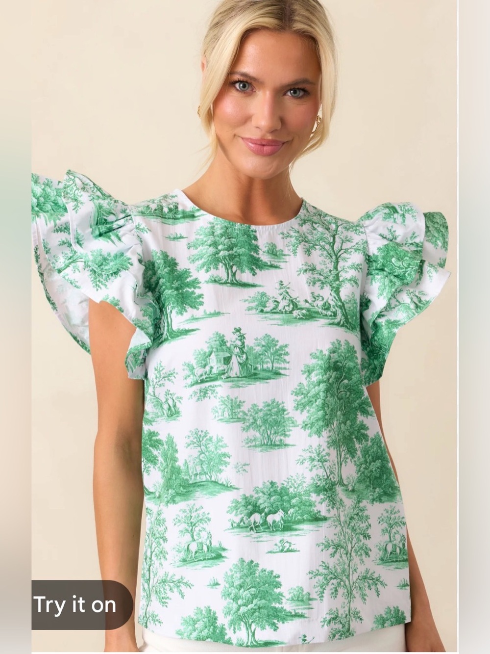 Prosperina Avery Eden Toile Ruffle Top XS